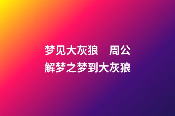 梦见大灰狼　周公解梦之梦到大灰狼